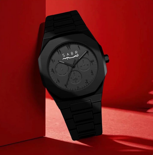 Montre arabe noire élégante Sabr – Minute Pure